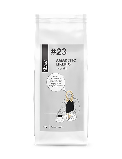 Grauzdētas kafijas pupiņas ar Amaretto liķiera garšu Kava96 Nr.23, 1 kg Grauzdētas kafijas pupiņas ar Amaretto liķiera garšu Kava96 Nr.23, 1 kg