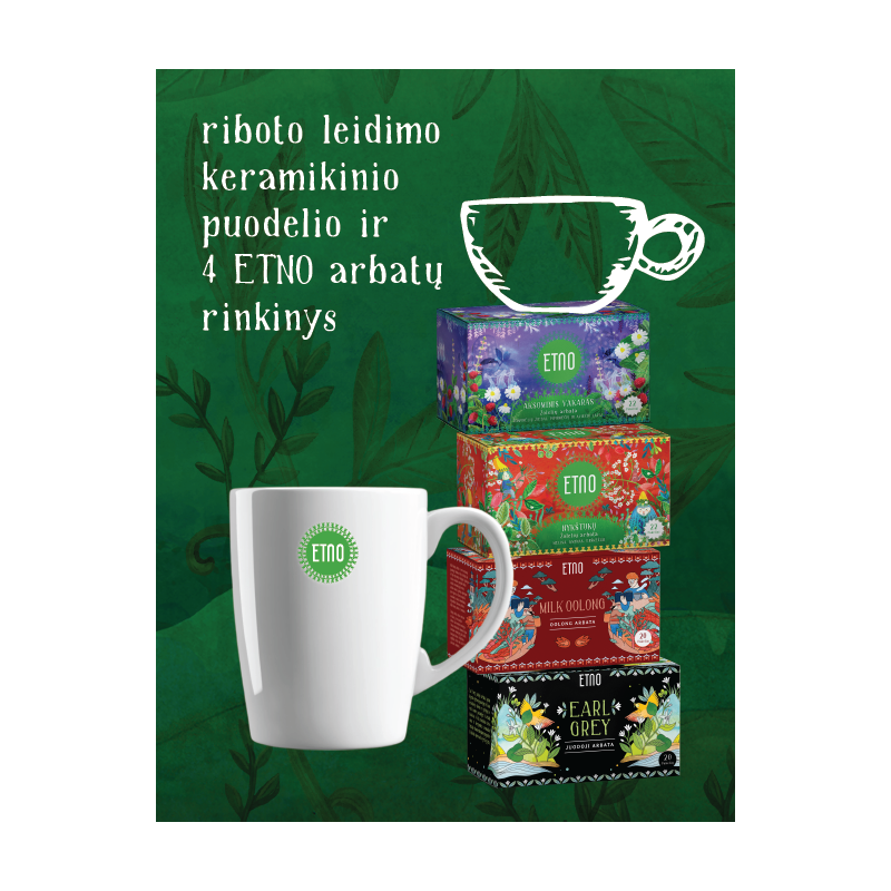 4.	ETNO 4 vnt. arbatų ir riboto leidimo puodelio rinkinys: Nykštukų, Aksomas, Earl Grey, Milk Oolong