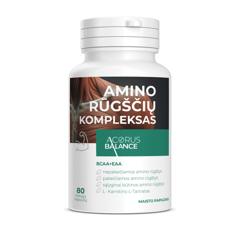 Aminoskābju komplekss ar L-karnitīnu, Acorus Balance, 80 kap.