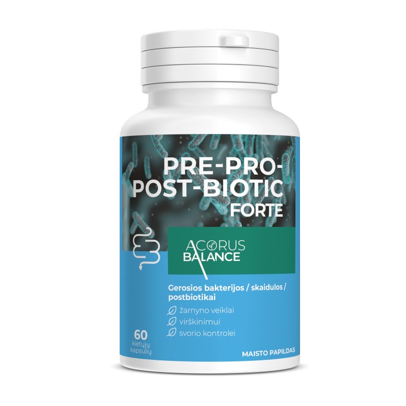 Pre-Pro-Post-Biotic forte – labvēlīgās baktērijas gremošanai, Acorus Balance, 60 kapsulas