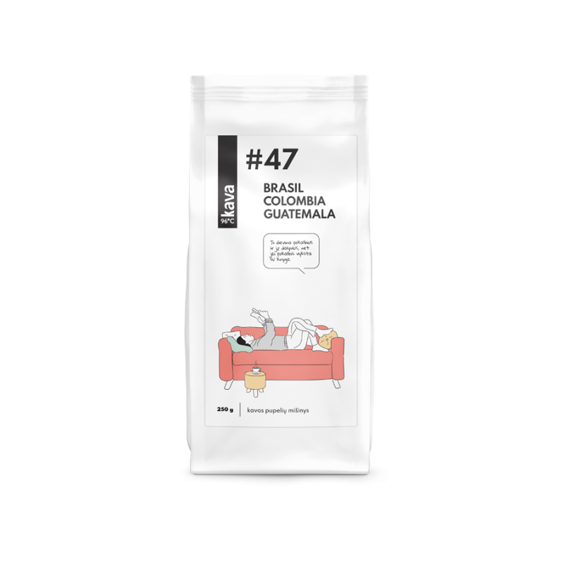 Grauzdētas kafijas pupiņas KAVA96 Nr.47, MIX (Brasil NY2 Mogiana, Colombia Supremo, Guatemala SHB)