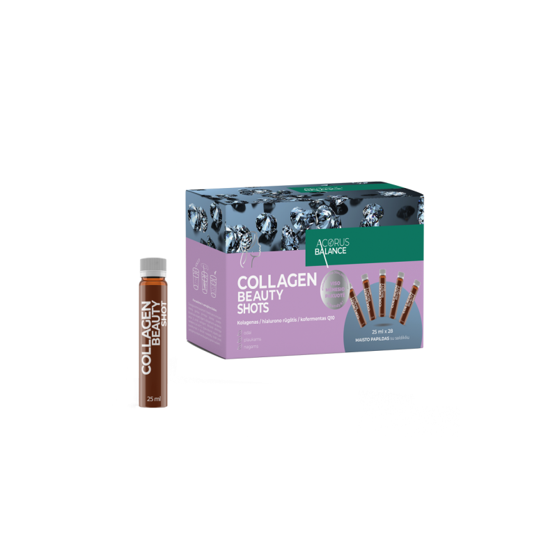 COLLAGEN BEAUTY SHOTS ar apelsīnu garšu, ādai / matiem / nagiem, 28 gab.