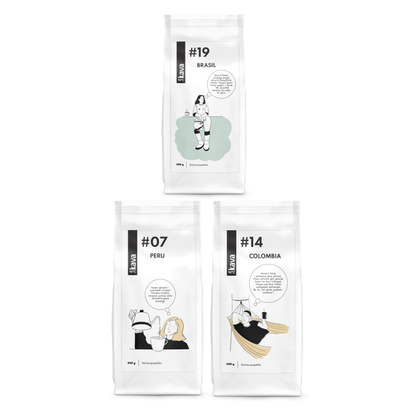 Kafijas pupiņu komplekts Dienvidamerika (250 g x 3 gab.), KAVA96