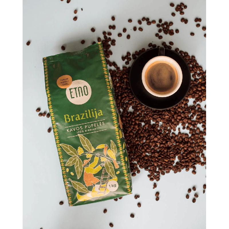 Kafijas pupiņas BRAZĪLIJA, ETNO, 1 kg