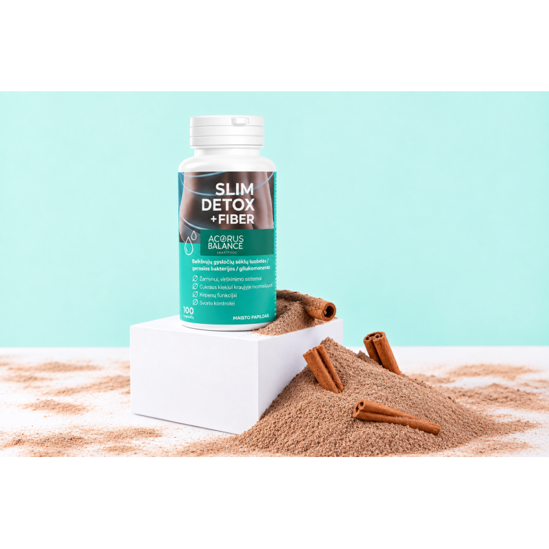 Slim Detox Fiber+ šķiedrvielas kapsulās zarnu darbībai, Acorus Balance, 100 gab.