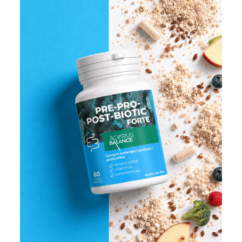 Pre-Pro-Post-Biotic forte – labvēlīgās baktērijas gremošanai, Acorus Balance, 60 kapsulas