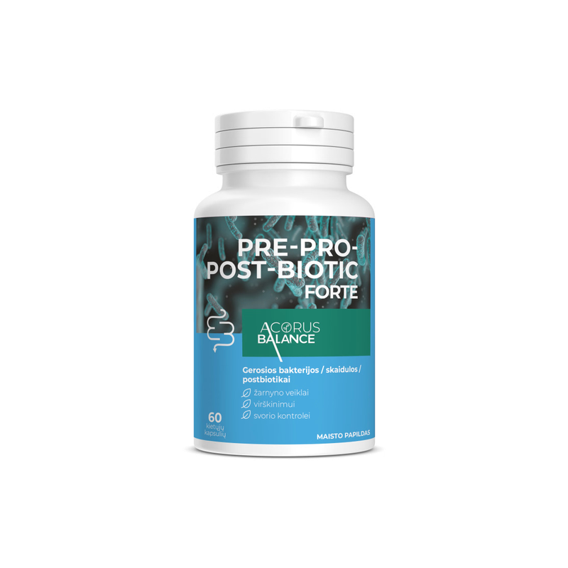 Pre-Pro-Post-Biotic forte – labvēlīgās baktērijas gremošanai, Acorus Balance, 60 kapsulas
