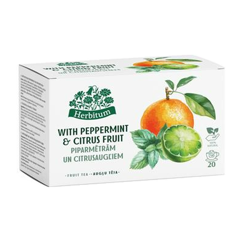 Augļu tēja ar piparmētrām un citrusaugļiem, Herbitum, 20 gab.