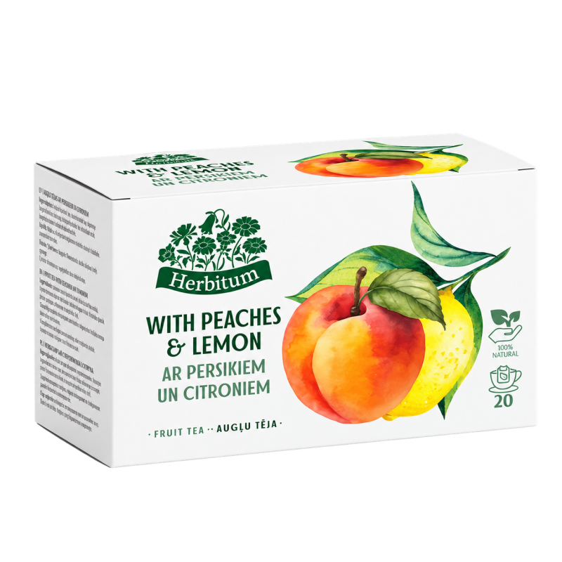 Augļu tēja ar persikiem un citroniem, Herbitum, 20 gab.