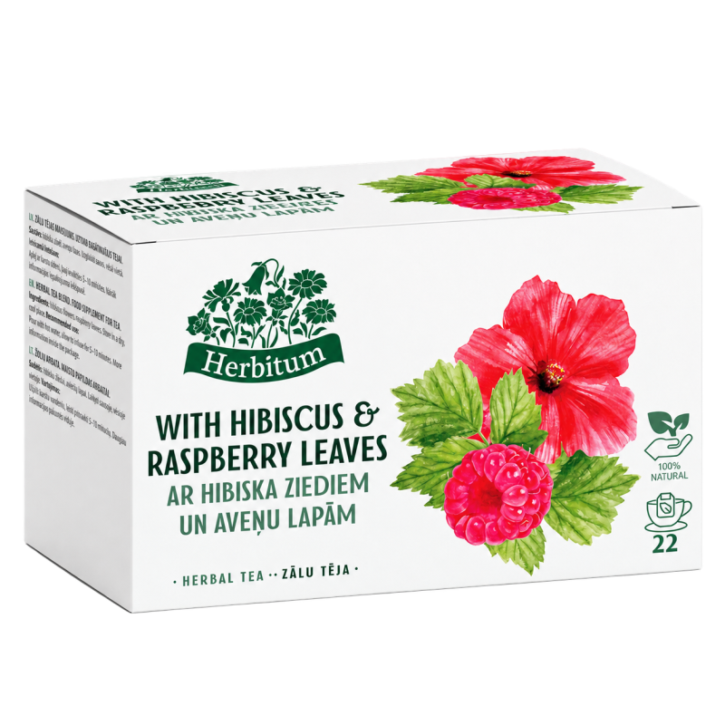 Zāļu tēju ar Hibiska ziediem un Aveņu lapā | one-life.lv