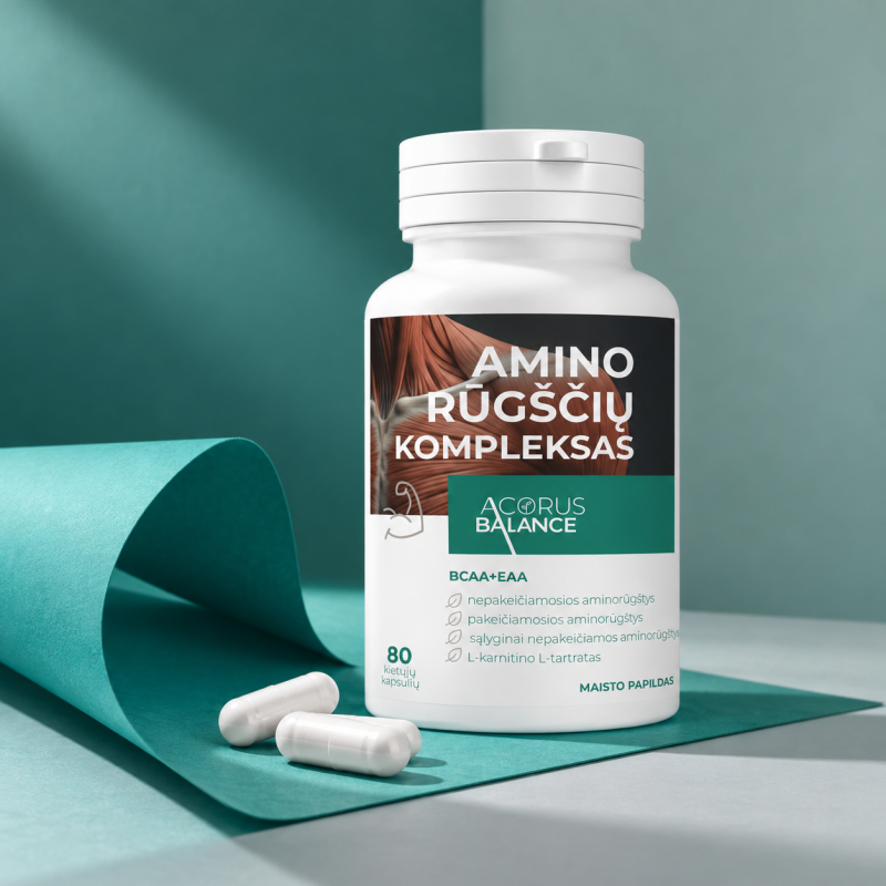 Aminoskābju komplekss ar L-karnitīnu, Acorus Balance, 80 kap.