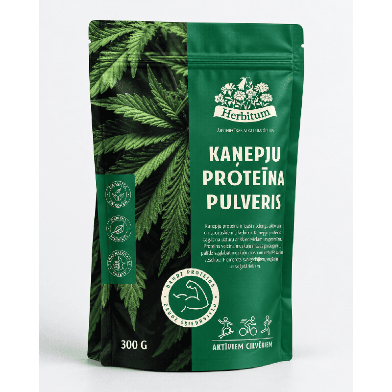 Kaņepju proteīns pulveris, Herbitum, 300 g. | Onelife.lv