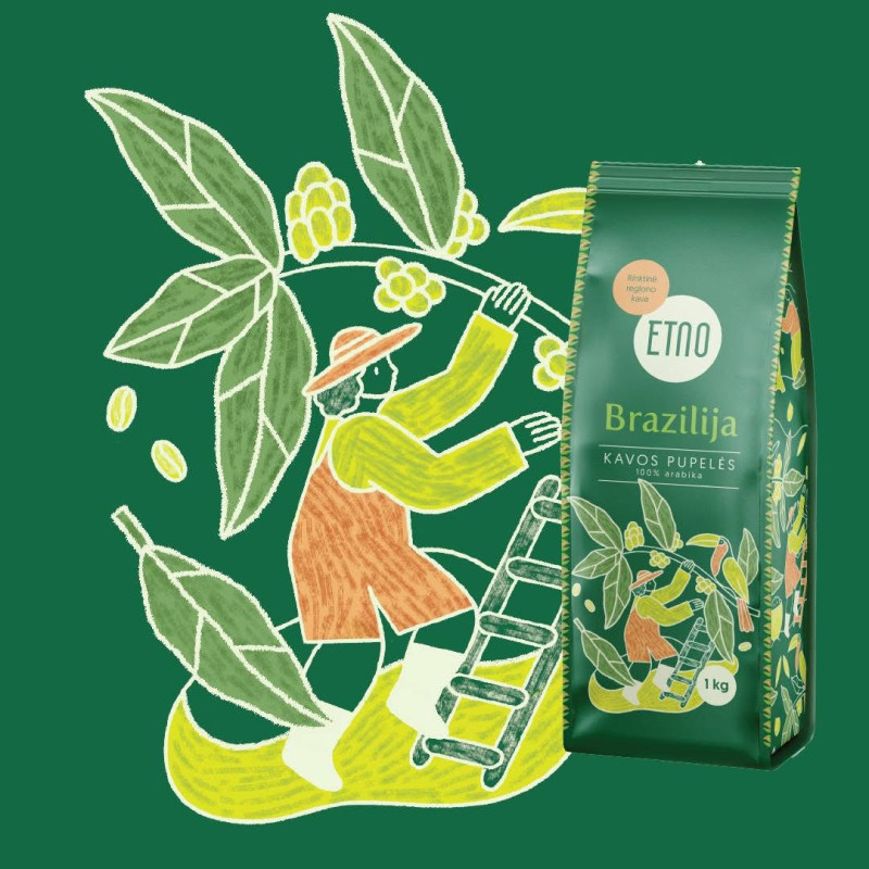 Kafijas pupiņas BRAZĪLIJA, ETNO, 1 kg