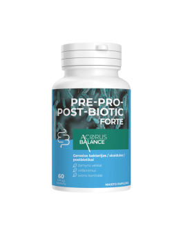 Pre-Pro-Post-Biotic forte – labvēlīgās baktērijas gremošanai, Acorus Balance, 60 kapsulas