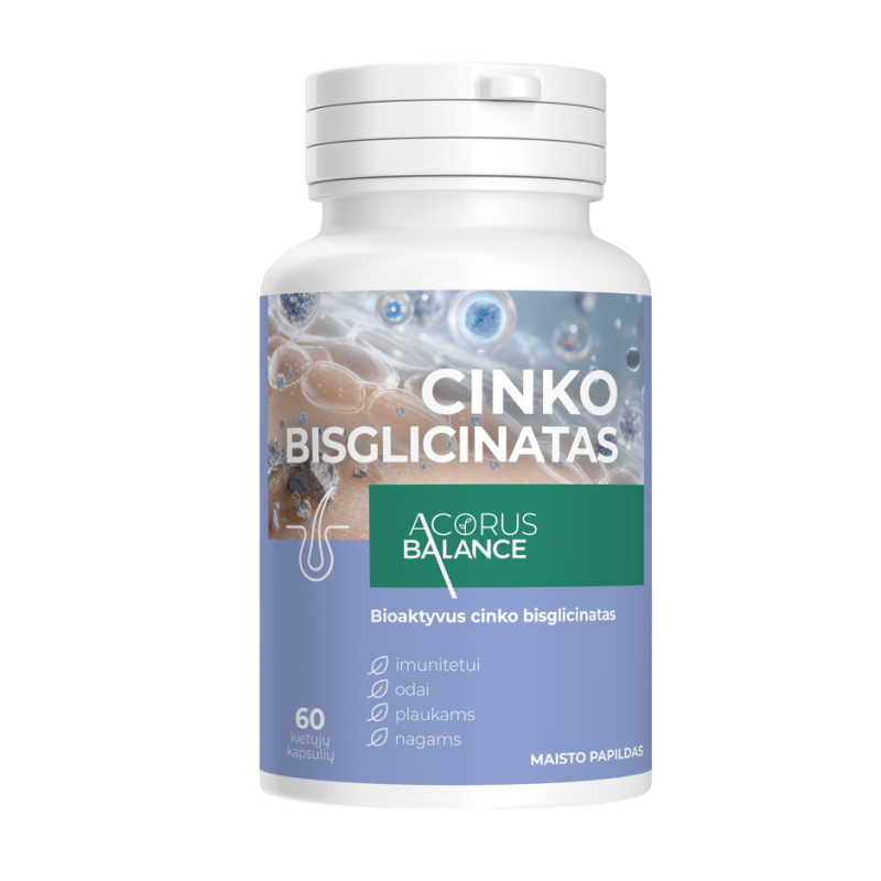 Cinka bisglicināts, Acorus Balance, 60 kaps. 30 g. | Onelife.lt