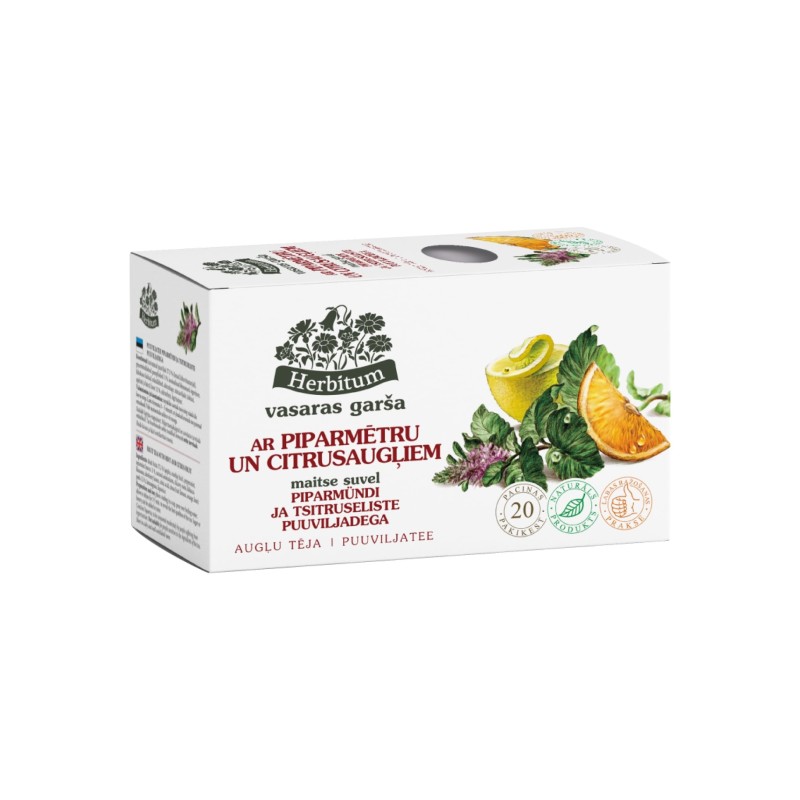 Augļu tēja ar piparmētrām un citrusaugļiem Herbitum, 20 gab.