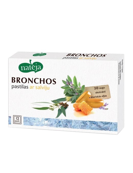 Bronchos pastilas ar salviju Natēja, 12 gab. Bronchos pastilas ar salviju Natēja, 12 gab.