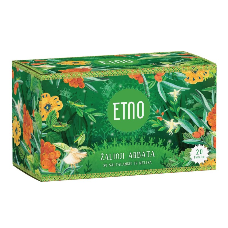 Zaļā tēja ar smiltsērkšķiem un melisu ETNO, 20 gab.