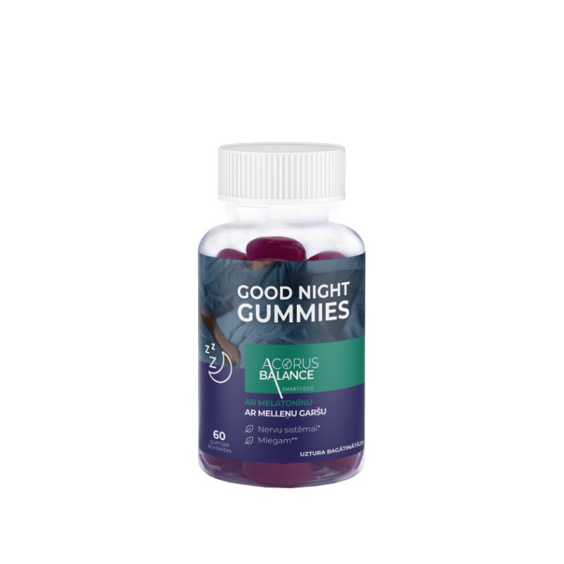 GOOD NIGHT GUMMIES ar melatoninu, košļājamās pastilas, 60 gab.