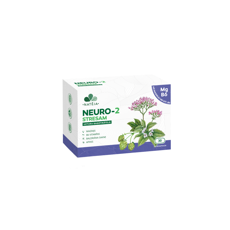 NEURO 2 STRESAM kapsulas ar Magniju & B6 vit. Natēja, 30 gab.
