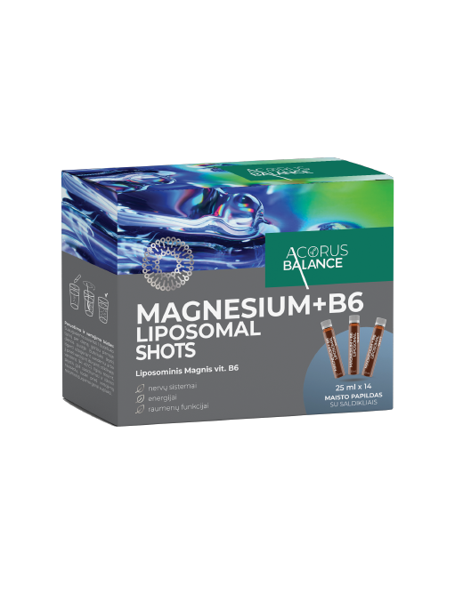 Magnijs + vit.B6 Liposomal Shots, 14 gab. Magnijs + vit.B6 Liposomal Shots, 14 gab.