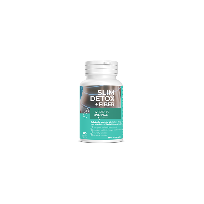 Slim detox fiber, šķiedrvielu kapsulas zarnām, 100 gab.