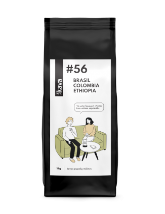 Grauzdētas kafijas pupiņas Kava96 Nr.56, MIX (Brasil NY2 Moggiana, Ethiopie Yirgacheffe, Colombia Supremo)